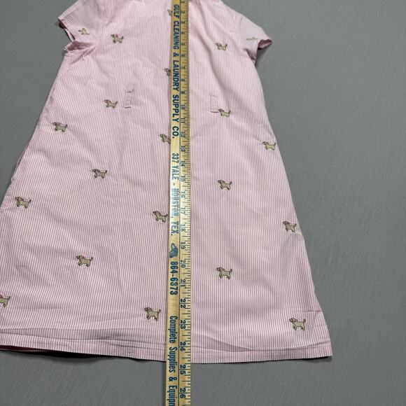 Gymboree Pink Striped Puppy Dog Bow Button Front Shirt Dress Girls Size 6 Golden - Picture 4 of 7